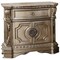 Saltoro Sherpi Marble Top Nightstand With One Drawer And Two Door Shelf, Antique Champagne-